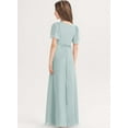 thumbnail image 2 of Drtj 2-14T Kids Teens Junior Bridesmaid Flower Girl Dresses Formal Dresses V-Neck Floor-Length Chiffon, 2 of 7