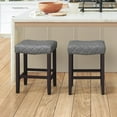 thumbnail image 6 of DYCANPO 24-Inch Backless Bar Stools Set of 2, Wooden Legs and Leather, Dark Grey, 6 of 7