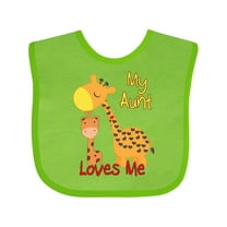 Inktastic My Aunt Loves Me Giraffe Boys or Girls Baby Bib