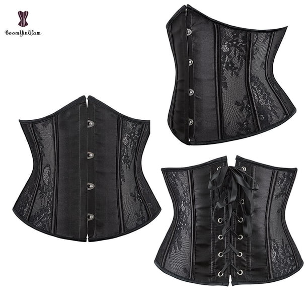 Clips busk de metal de alta calidad, venta al por mayor, corsé de cintura debajo del busto, cinchers de cintura adelgazantes, corsés de satén bondage con cordones 28335 # Tan Jianjun unisex