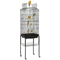 Renwick 64" Rolling Metal Birdcage with Slide-Out Tray Open Top, Black