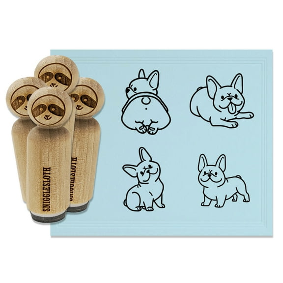 Frenchie French Bulldogs Dogs Standing Sitting Rubber Stamp Set for Scrapbooking Crafting Stamping - Mini 1/2 Inch