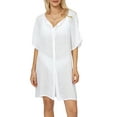 thumbnail image 1 of Faithtur Bikini pour Femmes Cover-Ups Couleur Unie Col Rond Manches Courtes Boutonné Chemises d'Été Mini Robe de Plage, 1 of 9