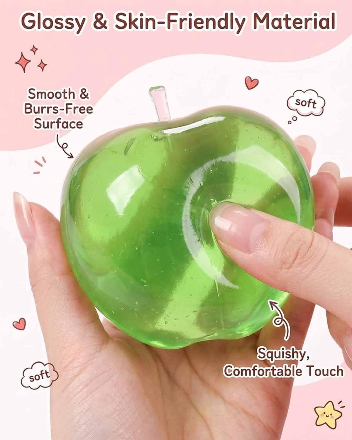 Apple Squishy Semi Transparent Silicone Slow Rising Glass Gloss Finish Palm Size for Desk Display