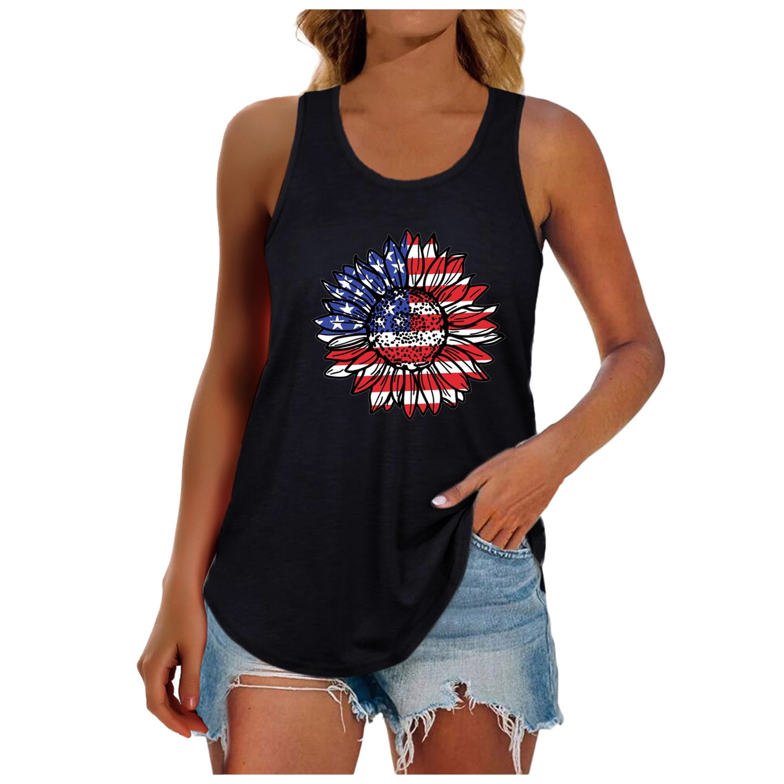 Women 4th of July Vest Tank Tops,Funny American Flag Racerback Tank Camo Sleeveless USA Flag