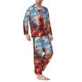 thumbnail image 2 of Naloa Tomato Field Bottle Men’s Pajamas Set - Long Sleeve Button Down Sleep Shirt and Pajama Bottoms Sleepwear Set-Large, 2 of 7