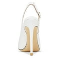 thumbnail image 4 of FSJ Women High Heels Pointed Toe Slingback Pumps Ankle Strap Stiletto Sandals Slip On Office Lady Party Dressy Shoes Size 10 White, 4 of 4