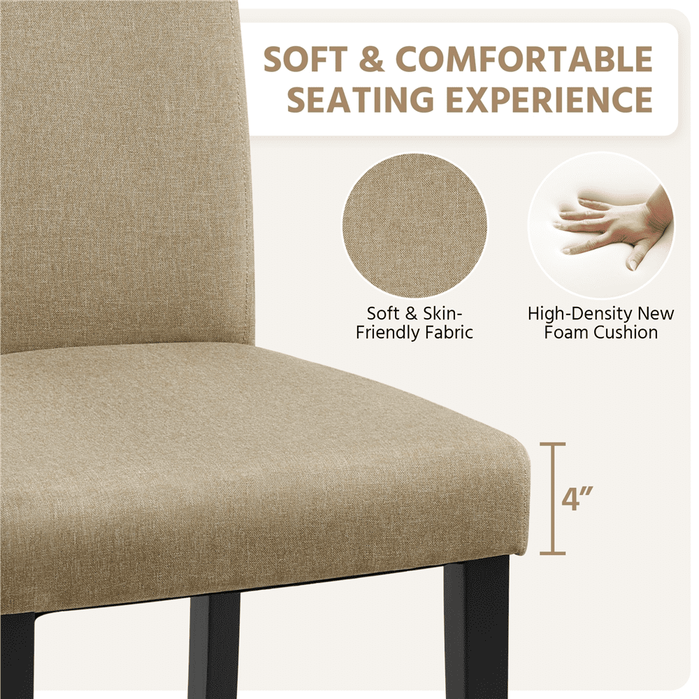 Renwick Modern Upholstered Dining Chairs with Solid Wood Legs, Set of 2, Khaki