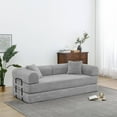 thumbnail image 3 of Convertible Sleeper Sofa Bed with Pillow, Corduroy Folding Mattress Floor Sofa Lounge Couch for Living Room, Bedroom, Light Grey, 3 of 7