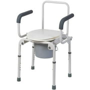 DMI Portable Toilet for Adults, Deluxe Commode For The Elderly, Drop Arm Commode For Easy Transfers, Steel Portable Toilet or Porta Potty, Easy No Tool Assembly, White