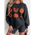 thumbnail image 3 of SUNSIOM Chandails d'Halloween d'Automne pour Femmes Imprimé Visage de Citrouille Fantôme Manches Longues Col Rond Tricot, 3 of 6