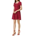 thumbnail image 5 of Allegra K Women's Printed Square Neck Short Sleeve A-Line Prom Dress, 5 of 7