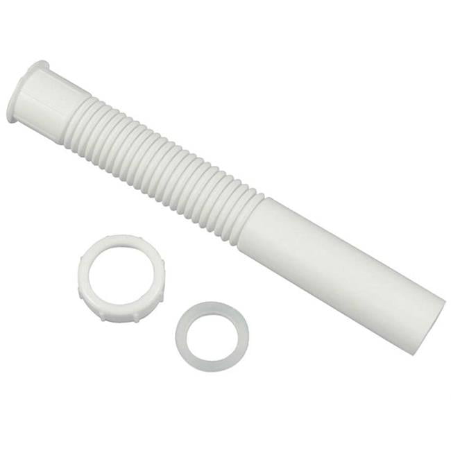 1/1/4" x 9" White Danco 51070 Flexible Slip-Joint Tailpiece Extension 