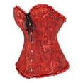 thumbnail image 6 of ZACPNCV Women's Lace Up Corset Boned Floral Overbust Lingerie Bustier Bodyshaper Top, 6 of 8