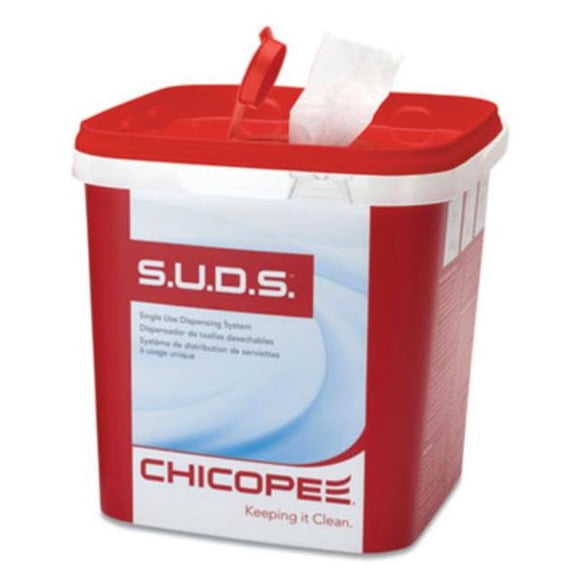 Chicopee 0727 7.5 x 7.5 x 8 in. S.U.D.S Bucket with Lid, Red & White - 6 per Case