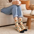 thumbnail image 4 of Thanksgiving Crew Socks For Men Women Mid Calf Casual Athletic Socks With Pumpkin Floral Print Soft Everyday Socks Fall Autumn Holiday Novelty Funny Cute Gift Cozy Comfortable Breathable Cotton Blend, 4 of 5