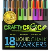Crafty Croc Liquid Chalk Markers, Bright Neon and Earth Tone Colors, 18 Jumbo Pack