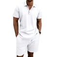 thumbnail image 2 of Men 2 Piece Outfits Casual Top and Pants Sets White M, 2 of 8