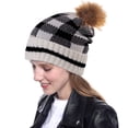 thumbnail image 2 of YWDJ Turbans for Women Fashion Womens Winter Knitted Beanie Hat Faux-Fur Pom Fleece Lined Warm Beanie White, 2 of 2