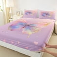 thumbnail image 3 of Homewish Gradient Colorful Butterfly Twin Sheet Sets,Flying Animal Twin Fitted Sheet,Pink Loves Pattern Flat Sheet For Girls Kids,Super Cozy Room Decor,3-Piece, 3 of 7