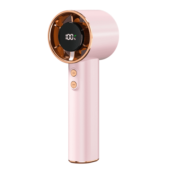 Mini Handheld Fan 100-Speed - Digital Display, USB-C Rechargeable, Lanyard - Handheld Fan