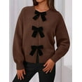 thumbnail image 5 of PRETTYGARDEN Cardigan Sweaters for Women Fall Bow Tie Front Long Sleeve Knit Sweater Tops Cute Going Out Outfits, 5 of 9