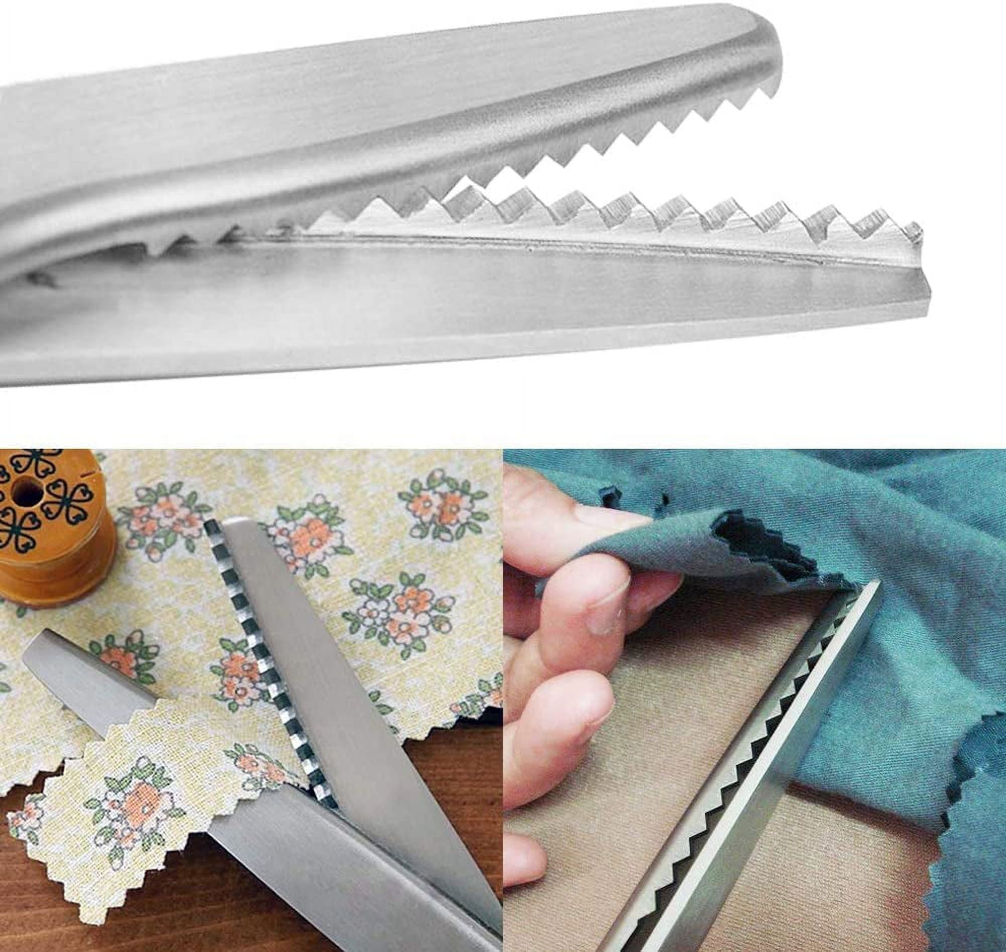 Jistl Pinking Shears for Fabric Ultra Sharp Left Handed Stainless Steel Handled Professional Dressmaking Sewing Scissors Zig Zag Fabric Craft Scissors