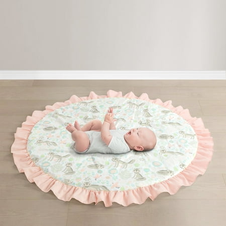 UPC: 0194938048989 | Lush Decor Pixie Fox Baby Round Ruffle Play Mat Pink/Gray Single 35   Diameter With 3   Ruffle