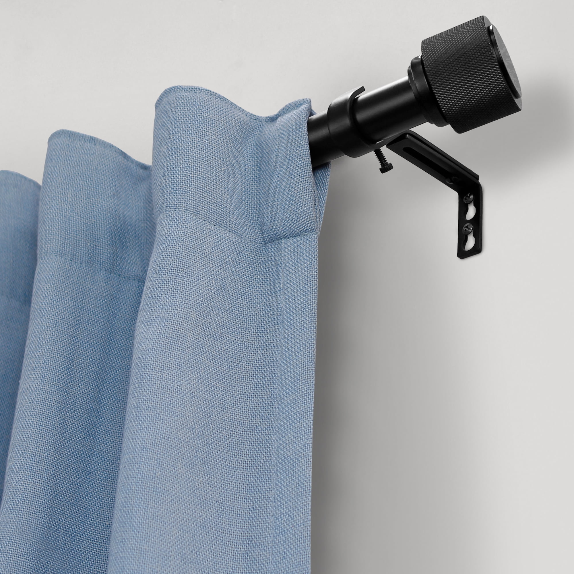 Better Homes & Gardens Modern 1 in Black End Cap Adjustable Single Curtain Rods, 120 in