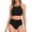 colorfulblack, variant on LEEYNEER Women‘s Bikini Sets 2 Pieces Swimsuits High Neck Bathing Suits Tummy Control Bikini Crop Top with Bottom Swimsuit Set Blue L