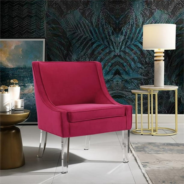 Posh Living Juelz Velvet Swooped Arm Accent Chair in Hot Pink Walmart