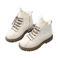 thumbnail image 4 of LYHao Fashion Autumn Children Girls Sports Shoes Flat Thick Bottom Non Slip Easy To Wear PU Upper Comfortable Boots ,Girls Boots Sizes 11 White(4.5-5 Years), 4 of 6