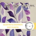 thumbnail image 6 of Spring Purple Leaves Kitchen Curtains Window Panels, Country Botanical Pastoral Leaf Beige Insulated Window Treatment Curtain, Grommet Curtains for Bedroom/Living Room/Bathroom, 2 Piece 42"Wx63"L, 6 of 8