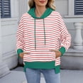 thumbnail image 2 of Tnhcen Women's New Fall Striped Hoodie Sweatshirt - Casual Oversized Tops with Pockets Plus Size Stretchy Striped Tops (S-2XL), 2 of 8