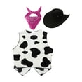 thumbnail image 2 of Haitryli Kids Boys Girls Western Cowboy Costume Cow Printed Vest with Hat and Bandanna Cowgirl Outfit 3Pcs Set Hot Pink 2T, 2 of 3