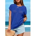 thumbnail image 6 of PRETTYGARDEN Womens Spring Tops Summer Shirts Crochet Cap Sleeve Sweater Pullover Cute Crew Neck Beach Cover Ups, 6 of 8