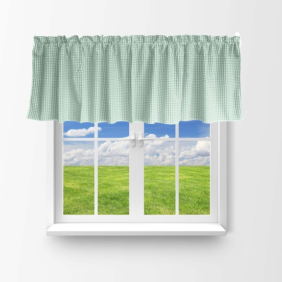 Cotton 1/8th Inch Small Gingham Checkered Window Valance 58" Wide Mint