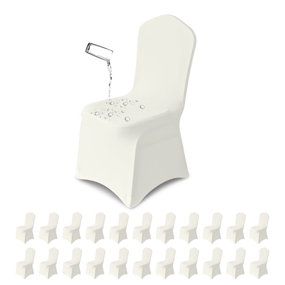 KUOGO 50pcs Ivory Chair Covers Polyester Spandex Chair Cover Stretch Slipcovers For Wedding Party Dining Banquet Flat-Front Chair Covers