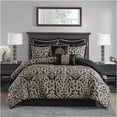 thumbnail image 5 of JERFIT 8-Piece King Comforter Set Jacquard Bedding Ensemble, Black, Ultra Soft Polyester, Hypoallergenic, Wrinkle Resistant, Machine Washable, 5 of 10