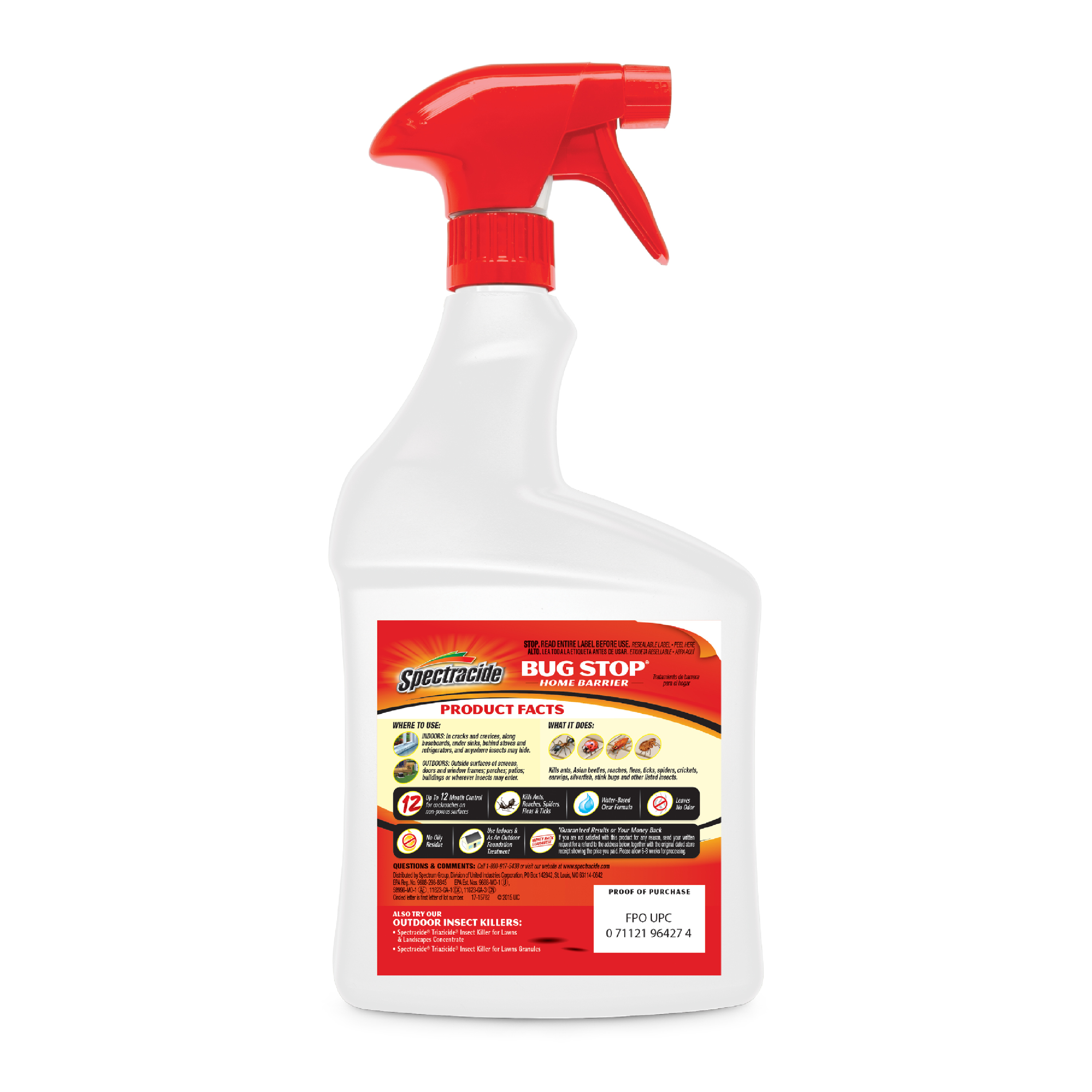 Spectracide Bug Stop Home Barrier, Kills Ants, Roaches, Spiders, Insect Control, 32 fl oz, Spray - image 3 of 11