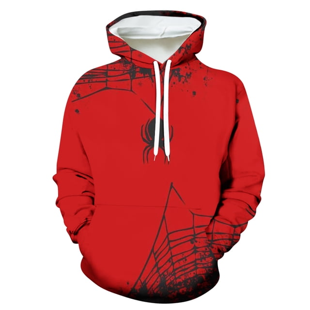 Penkiiy Chandails à Capuche pour Hommes Liquidation Hommes Mode Décontractée Chandails à Capuche d'Halloween Col Rond Imprimé Chandail Manches Longues Hauts Chandail Rouge y2k Chandails à Capuche Hommes
