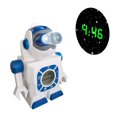 thumbnail image 1 of Reloj despertador de proyección de robot espacial creativo Reloj de dibujos animados divertido Reloj despertador robot (azul y blanco), 1 of 5