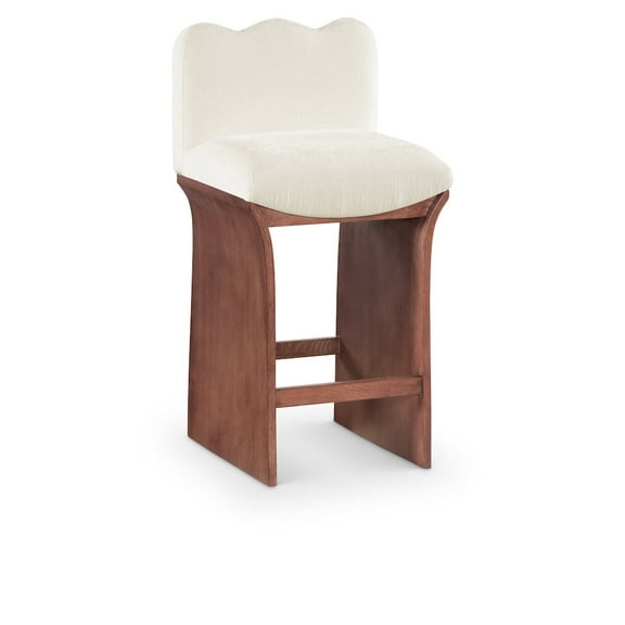 Meridina Furniture Shaw Cream Chenille Fabric Upholstered Counter Stool