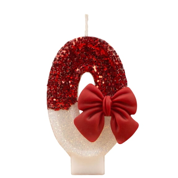 Sparkling Celebration Number Candles - Fashionable Cartoon - Inspired Design with Red Bow Accents for Birthday Parties, Anniversaries, Special Occasions