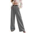 thumbnail image 4 of Women'S High-Waisted Elegant Straight-Cut Business Suit Pants Gray L, 4 of 10