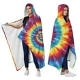 thumbnail image 2 of Wearable Blanket,Colorful Tie Dye Mandala Pattern Hooded Wearable Flannel Blanket for Adults & Teens,Winter Poncho Shawl Wrap Cape Cozy Anti-Pill,60"x80", 2 of 5