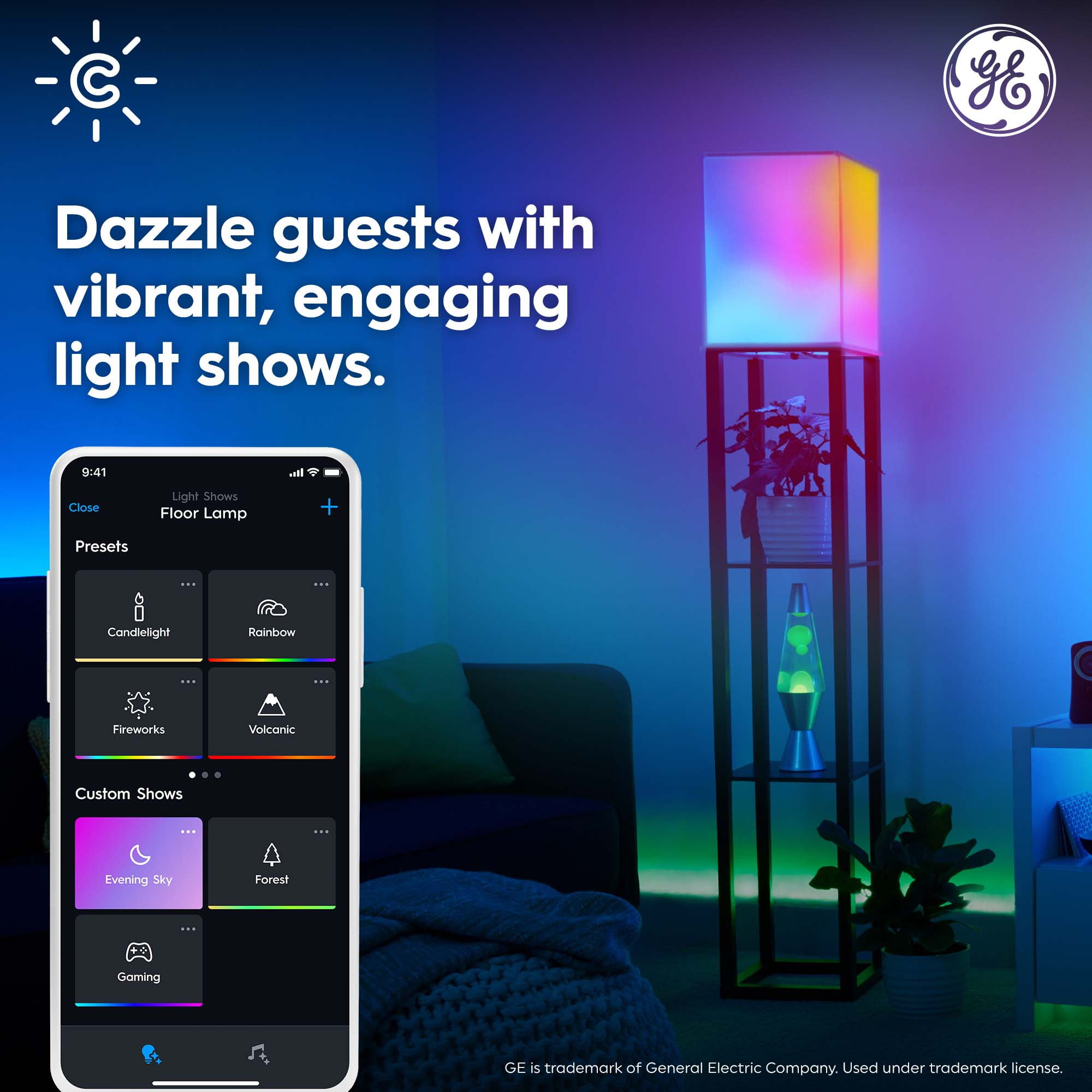 GE Cync Dynamic Effects Smart LED Light Bulb, 60 Watt, Color Changing, A19 Bulb, Medium Base