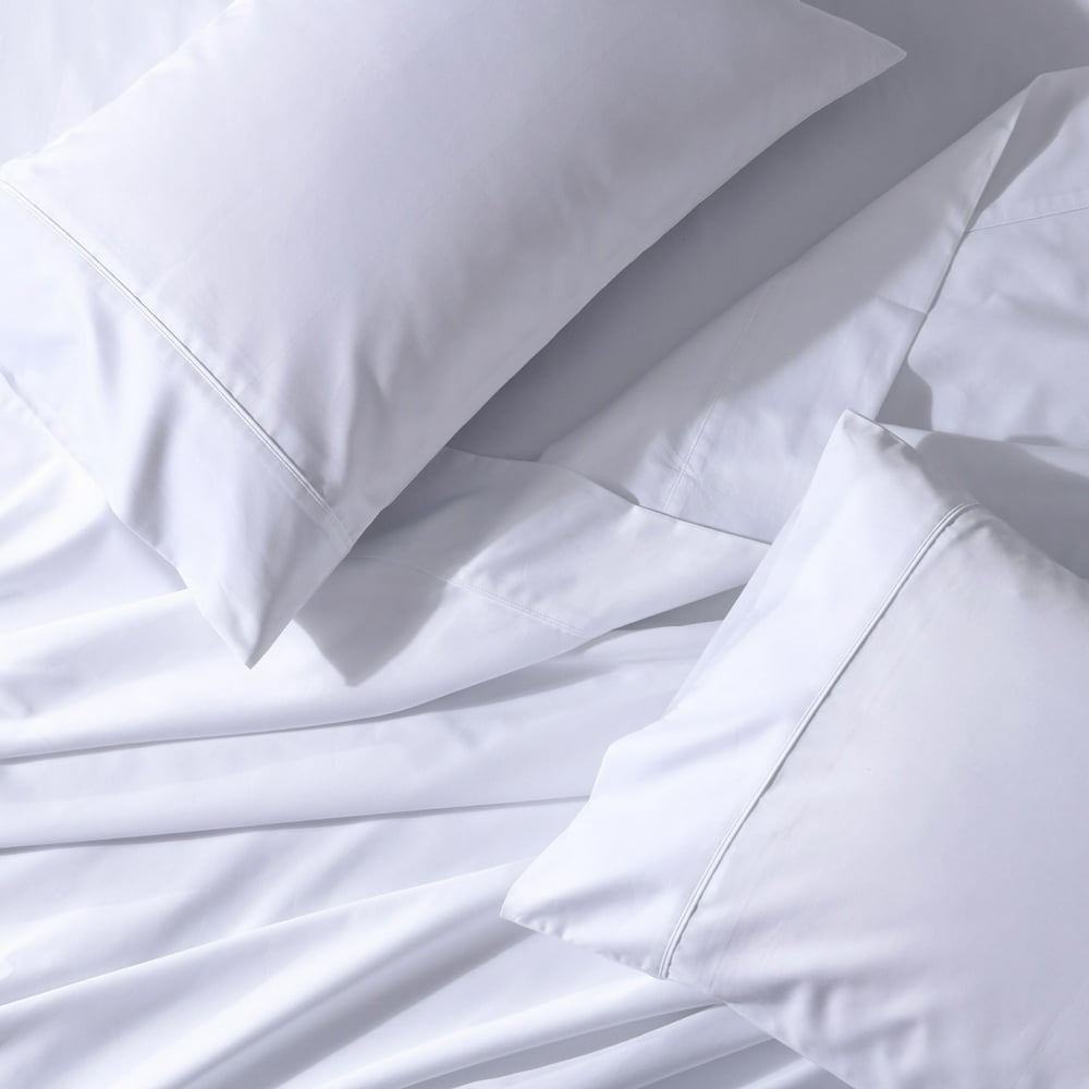 WrinkleFree 650 Thread Count Solid Cotton Blend Sheets Easy Care Sheet Set With Deep Pockets