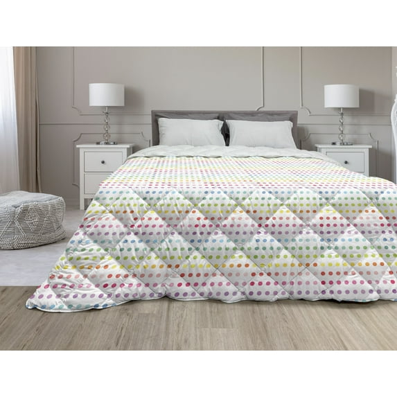 Fruit Down Alternative Comforter, Colorful Abstract Cherries Summer Themed Continuous Pattern Art Print, Microfiber Quilt for All Season, 5 Sizes, Dark Teal and Multicolor, by Ambesonne