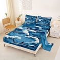 thumbnail image 2 of Erosebridal Kid Blue Shark Full Size Sheets, Japanese Ocean Waves Bed Sheets, 4-Piece, 2 of 5